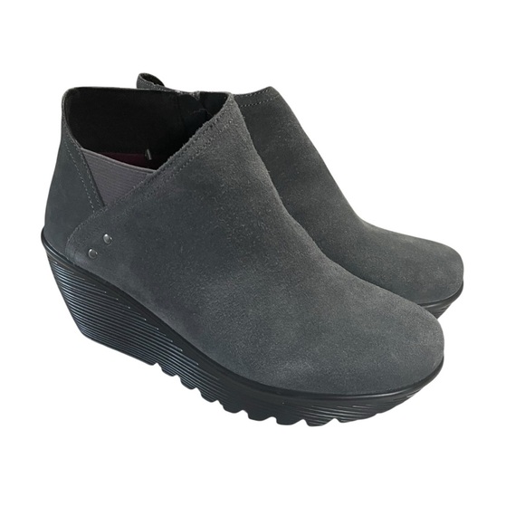 Skechers women’s booties Suede Parallel Wedge Ankle Boots size 6.5 gray - Picture 1 of 9